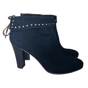 Anthropologie Huma Blanco Suede Studded Heeled Ankle Boot Size 40 EU